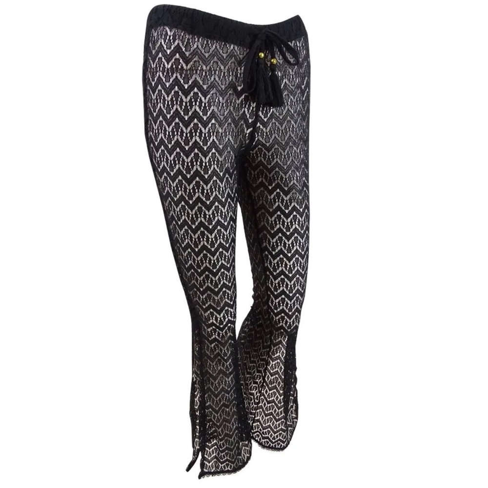Black Crochet Festival Swim Cover-up Pants - Picture 12 of 12